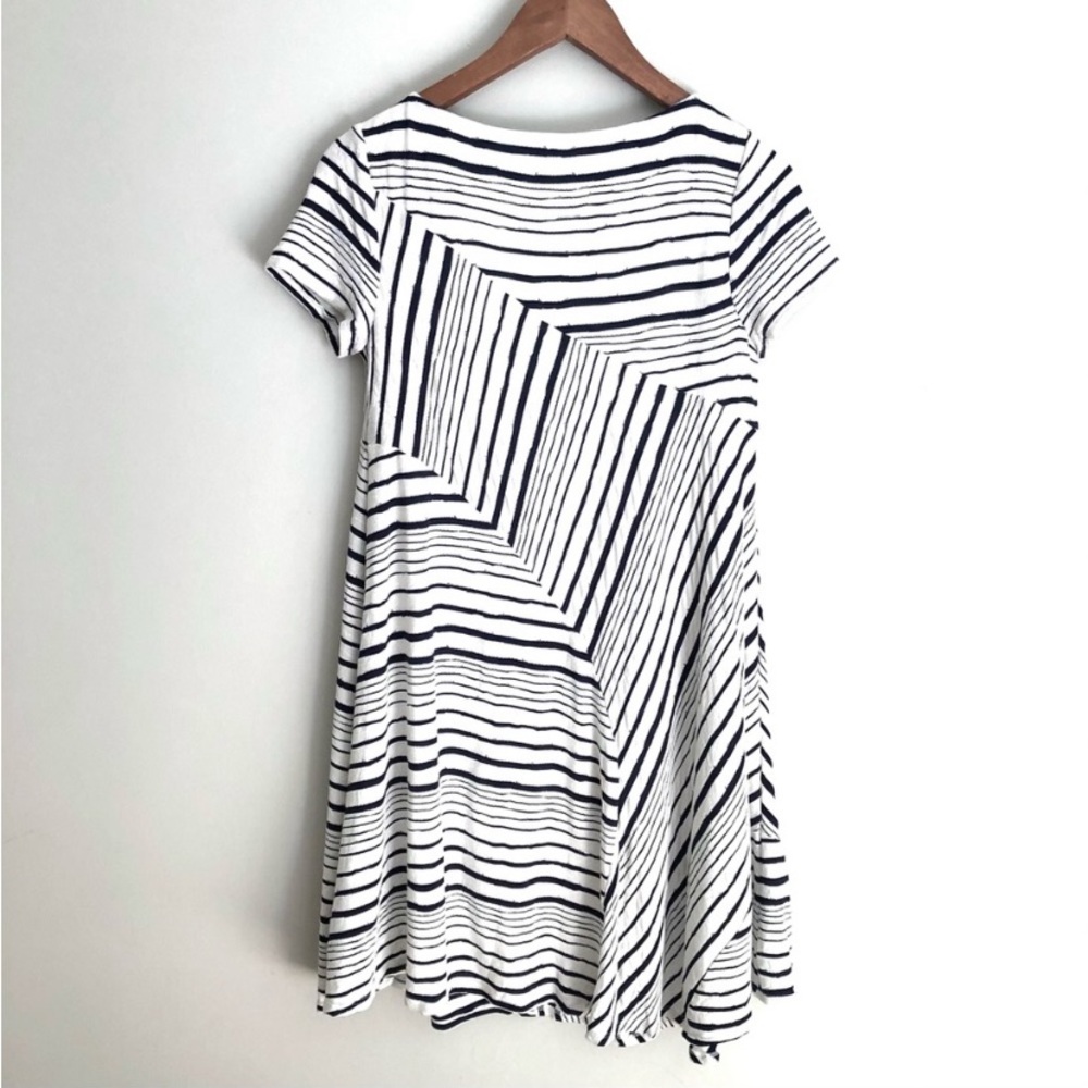 Anthro Maeve Abstract Stripe Short Sleeve Swing Tunic Dress - Picture 7 of 9